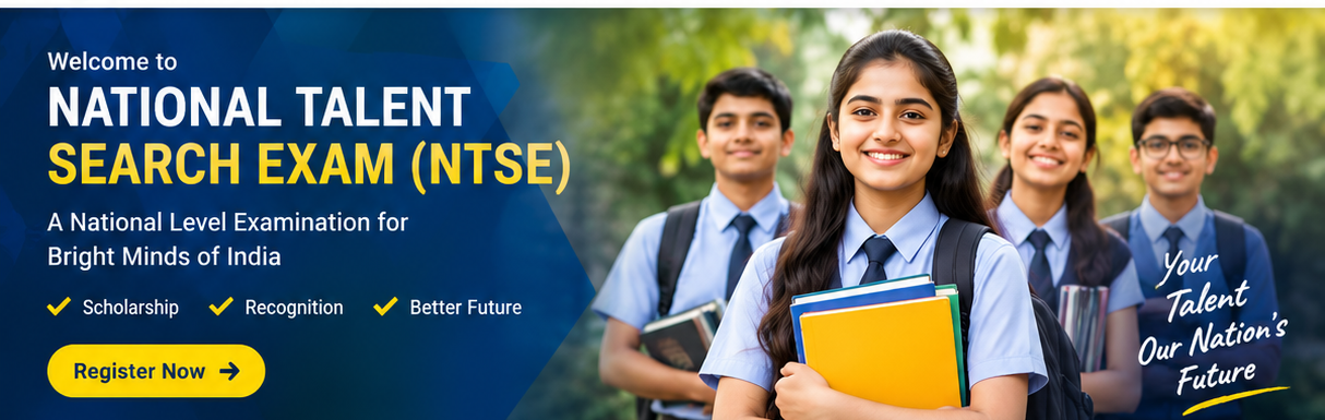 National Talent Search Exam banner — scholarship, recognition and a better future for students